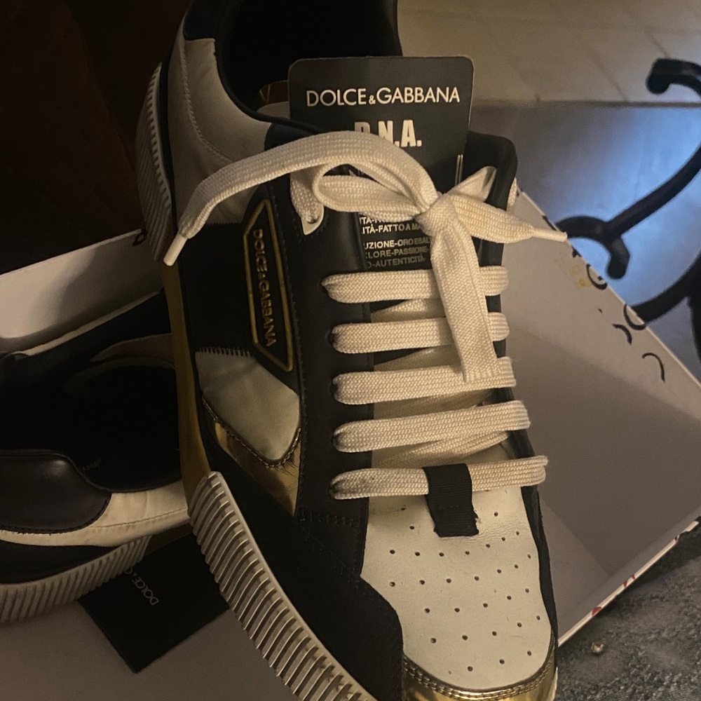 Dolce & Gabbana Black, White, and Gold Sneakers sellin as is